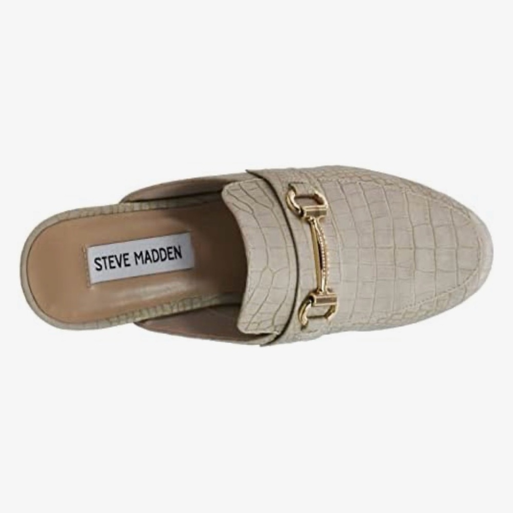 Steve Madden Tan Croc-Embossed Loafers